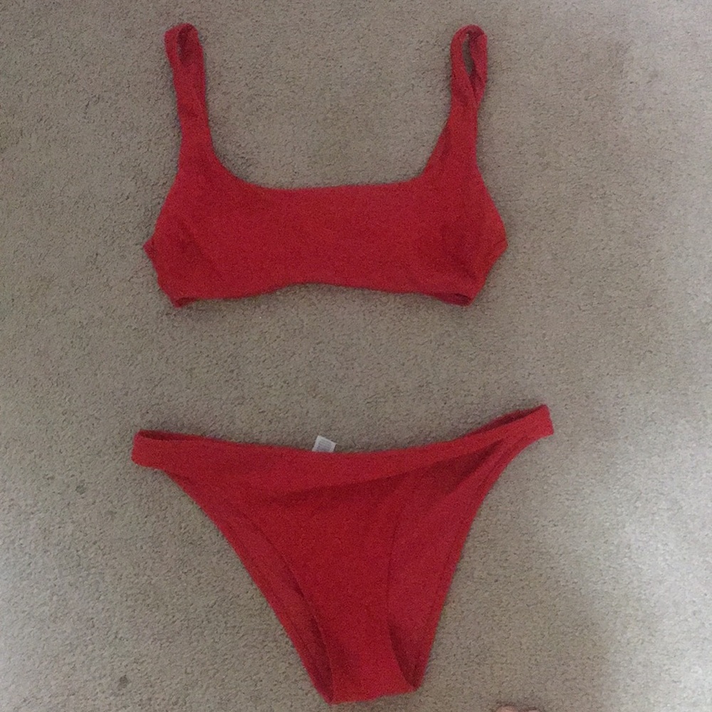 Aerie Red Scoop Neck Bikini